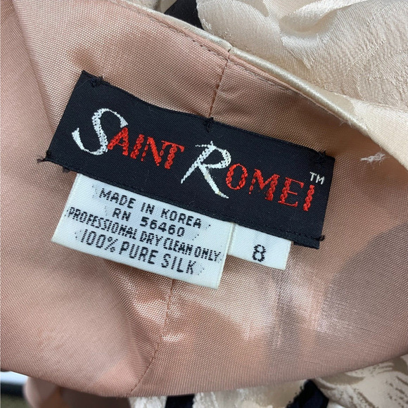 Vintage 1980's Saint Romei Sz 8 100% Silk 2 Pc Set Dress Jacket Abstract Korea - Picture 11 of 11